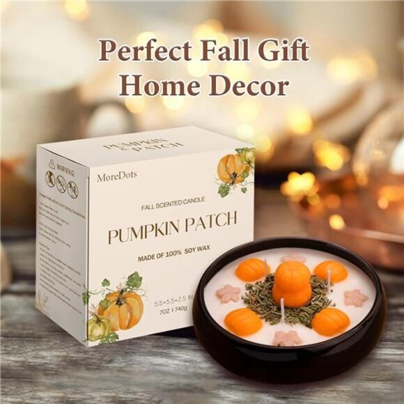 Fall Decor - Fall Decorations for Home -‎ Fall Pumpkin Maple Leaf Candles - Picture 6 of 6